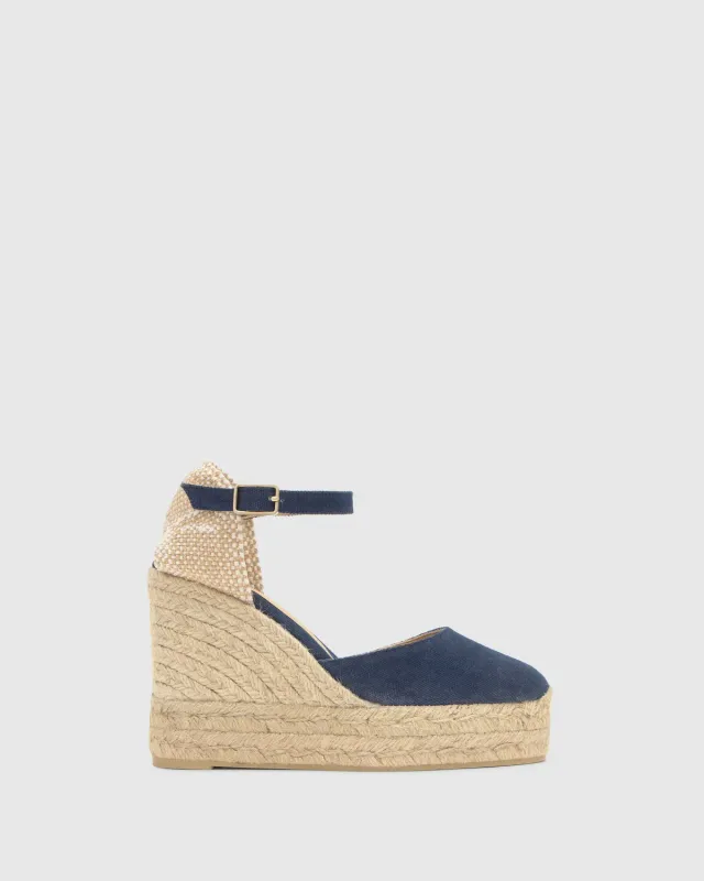 Castaner Carol 8ED 002 espadrilles blauw sleehak