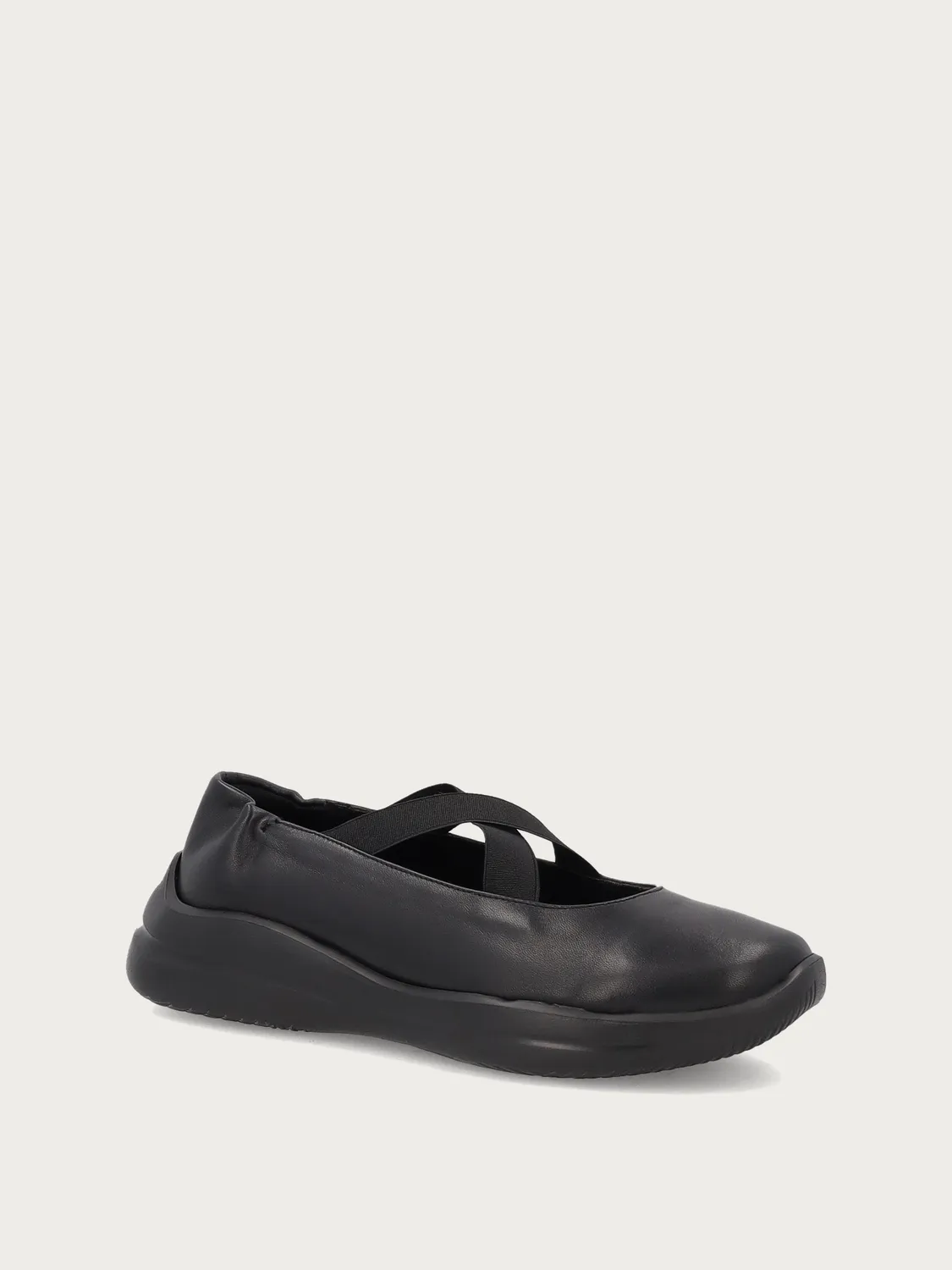 Frau Comfort zwarte leren ballerina sneakers dames elastiek