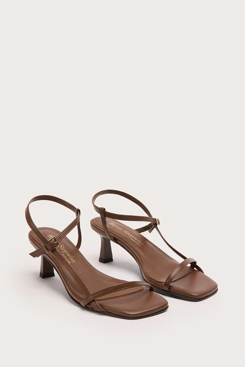 Bryan Stepwise Palmira sandalen met hak bruin leer