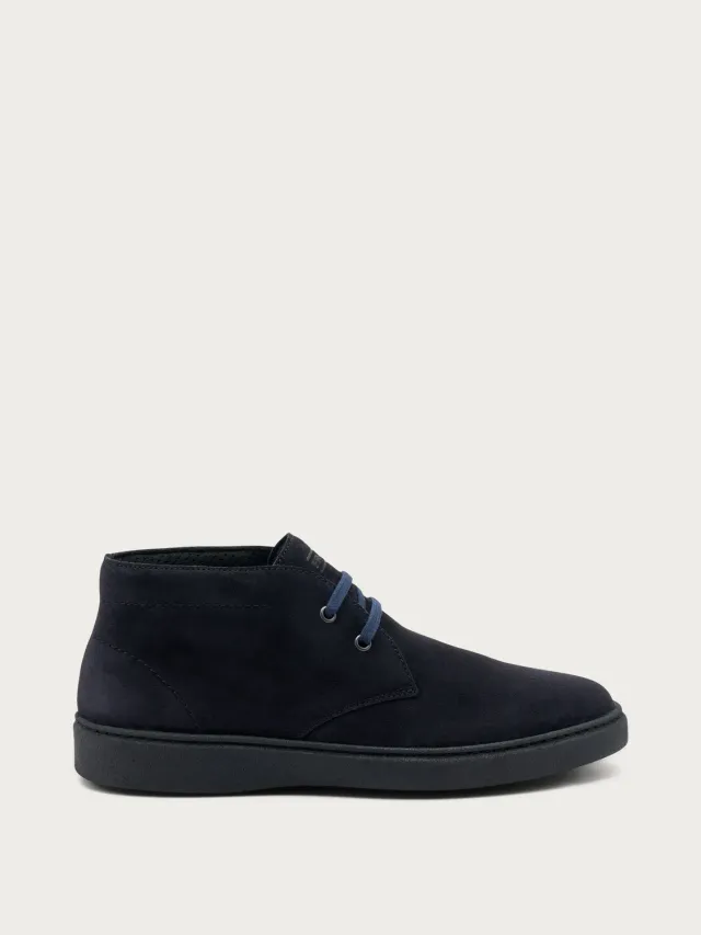 Frau Verona blauwe suède veterboots heren