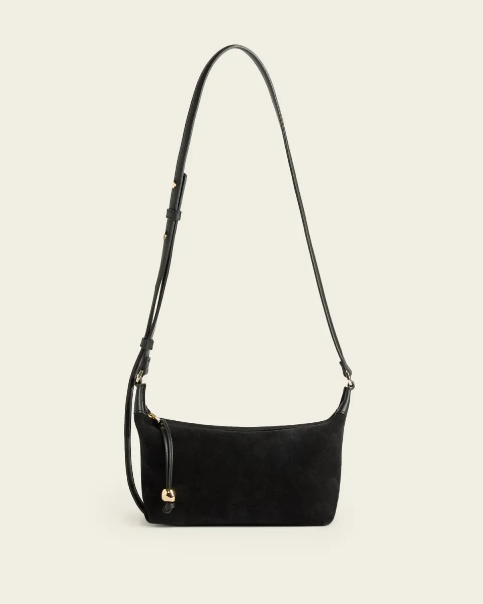 Flattered Ru crossbody tas zwart suède