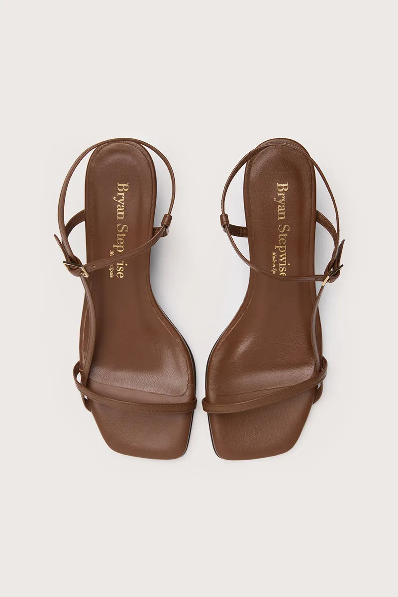 Bryan Stepwise Palmira sandalen met hak bruin leer