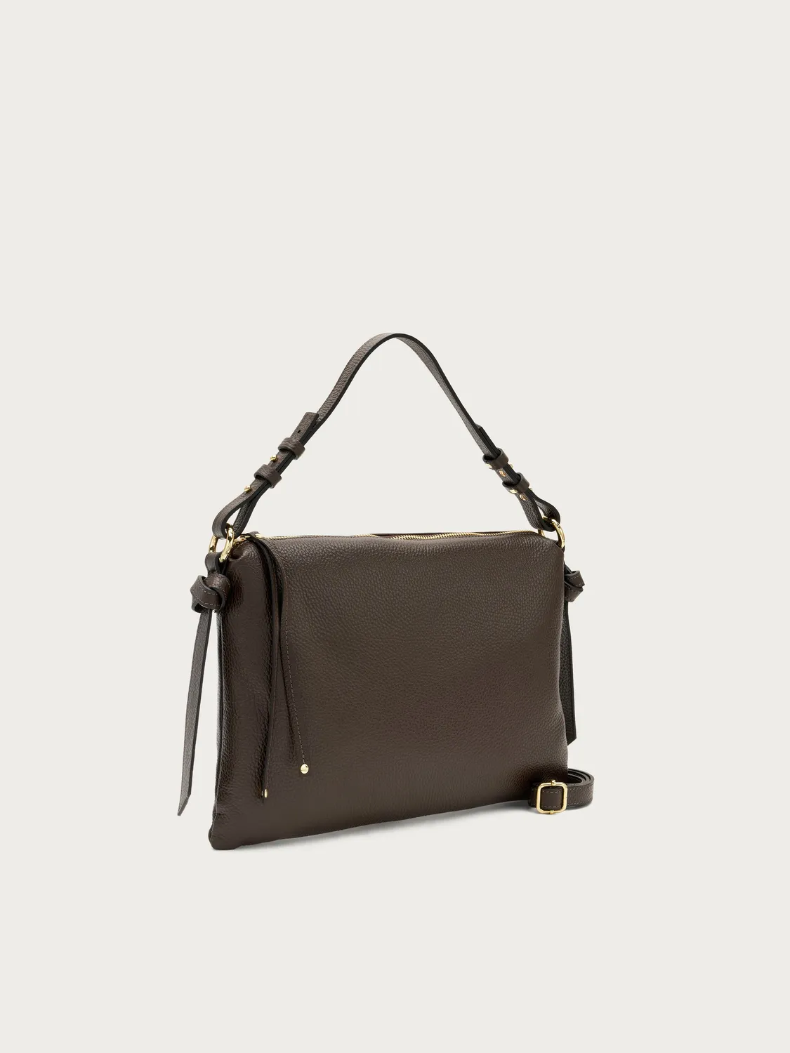 Frau Maxi bruine leren tas dames hengsel riem