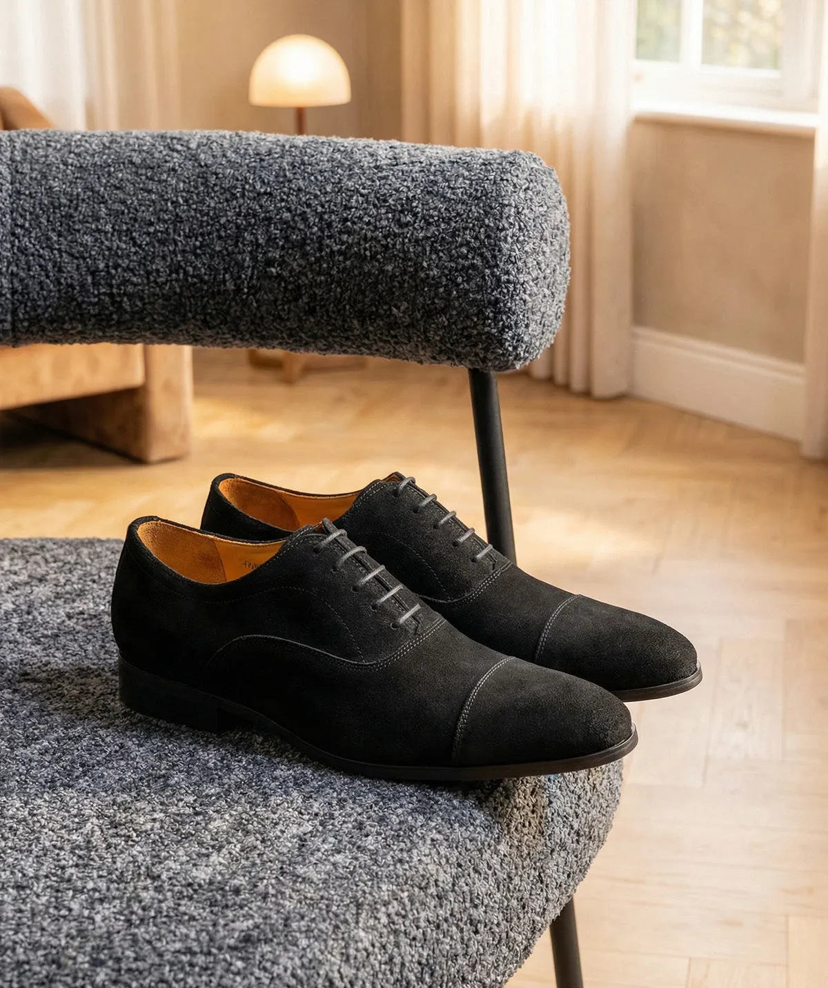 Finsbury Whitney oxford schoenen zwart kalfsfluweel