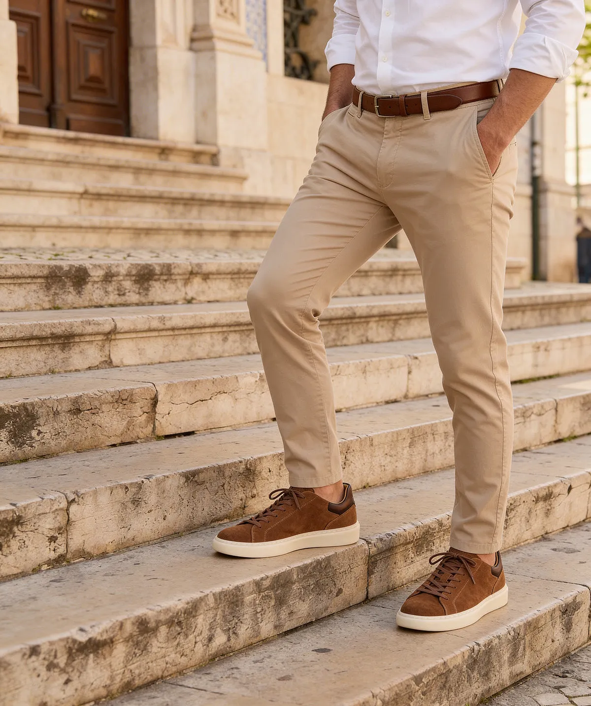 Finsbury Daytona sneaker camel suède heren