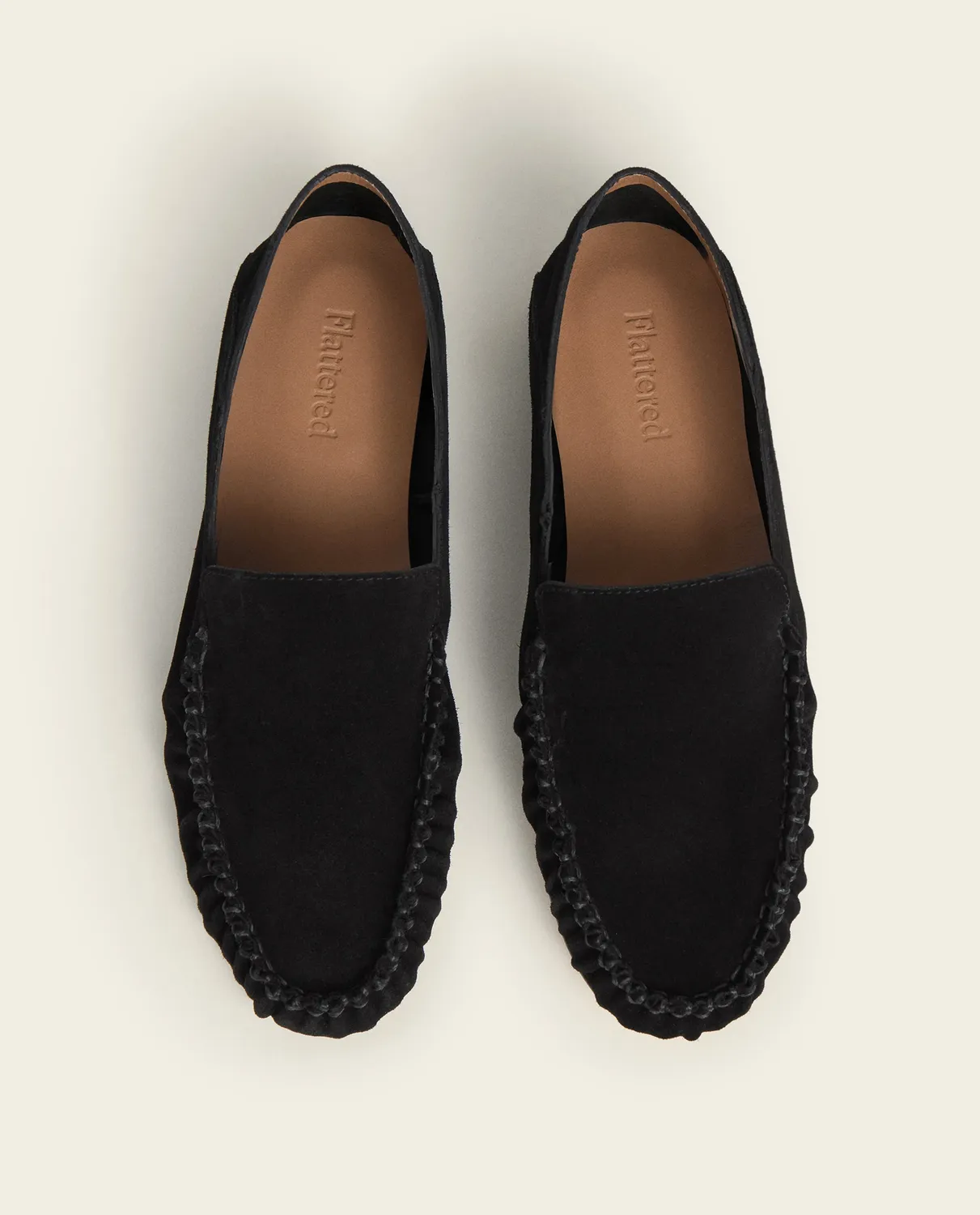 Flattered Bon Bon Suede Black ballerina's zwart instapper