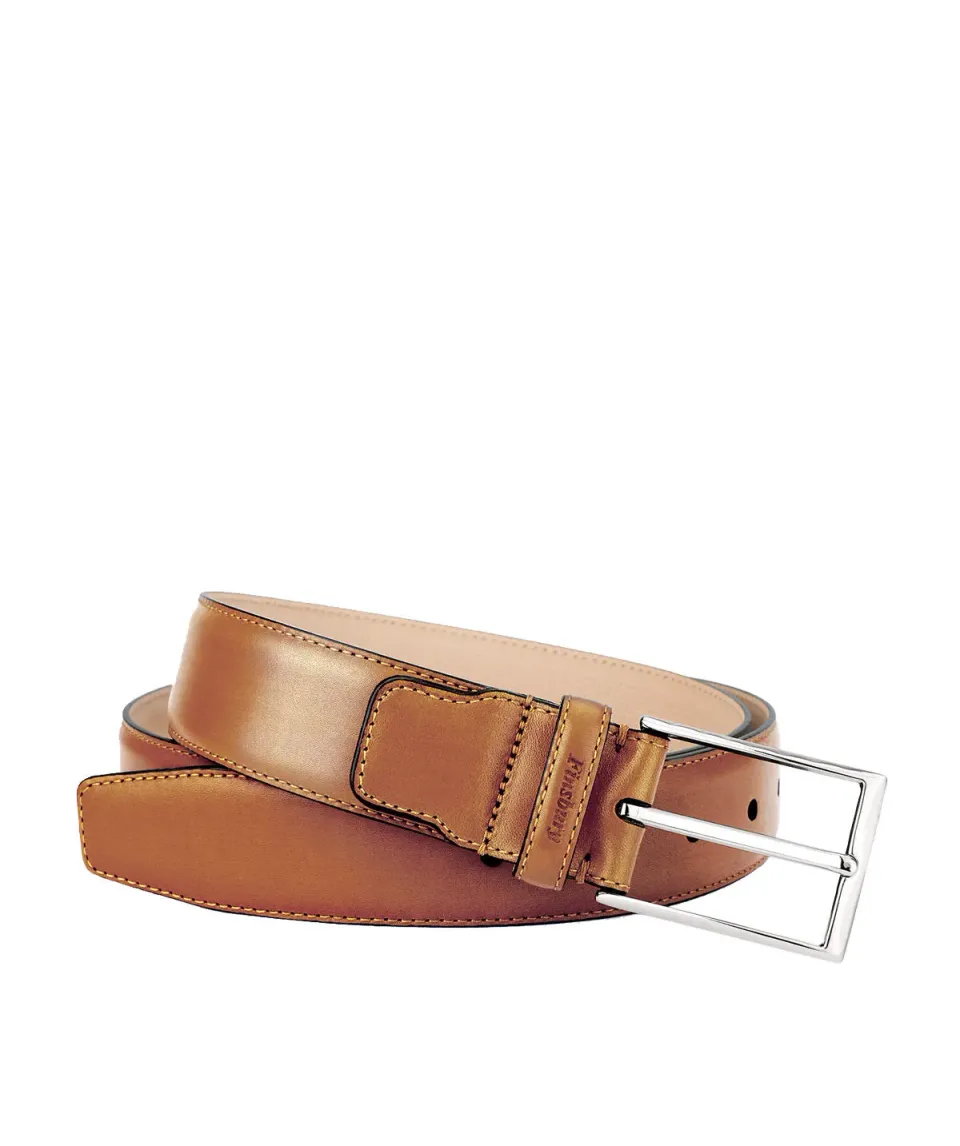 Finsbury Gold lichtbruine leren riem heren 3,4 cm