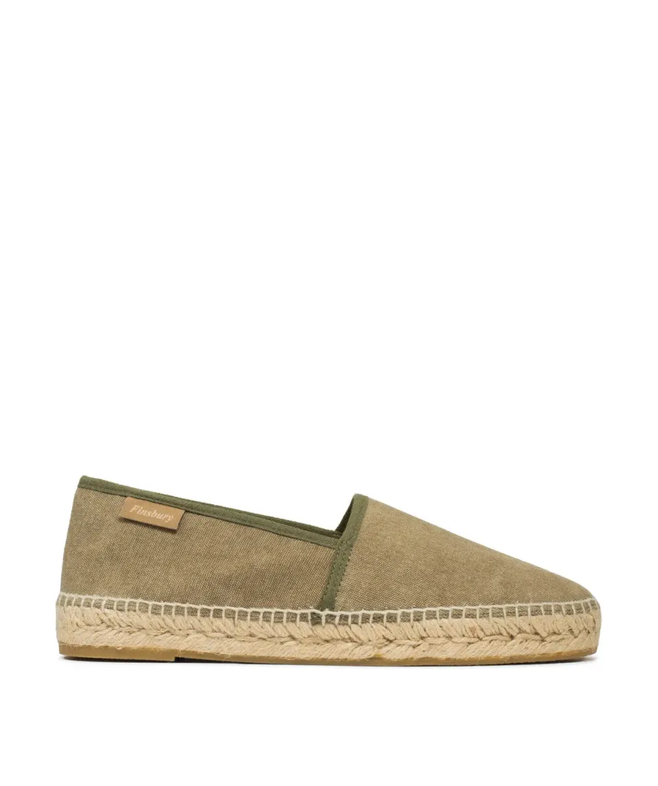 Finsbury Indiana leren espadrilles olijfgroen