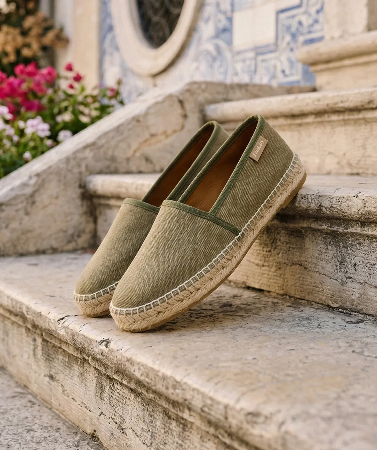 Finsbury Indiana leren espadrilles olijfgroen