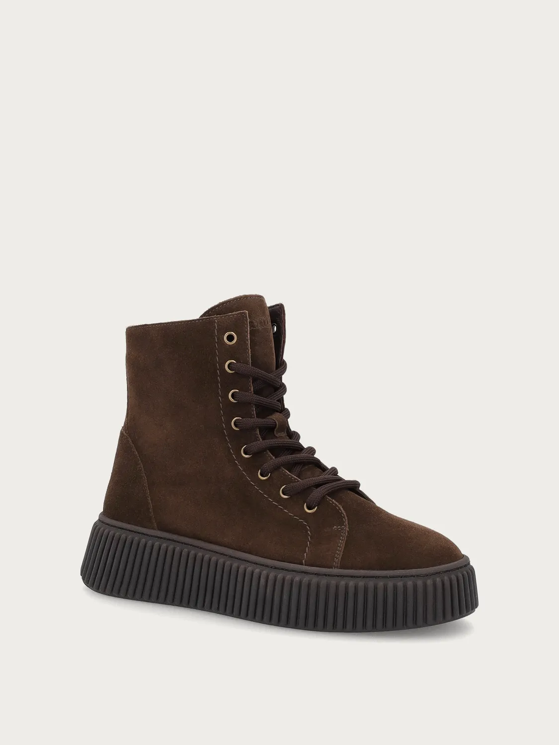 Frau Verona bruine suède combat boots dames plateau
