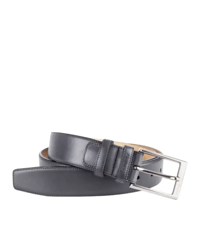 Finsbury riem grijs leer 3,4 cm handgenaaid