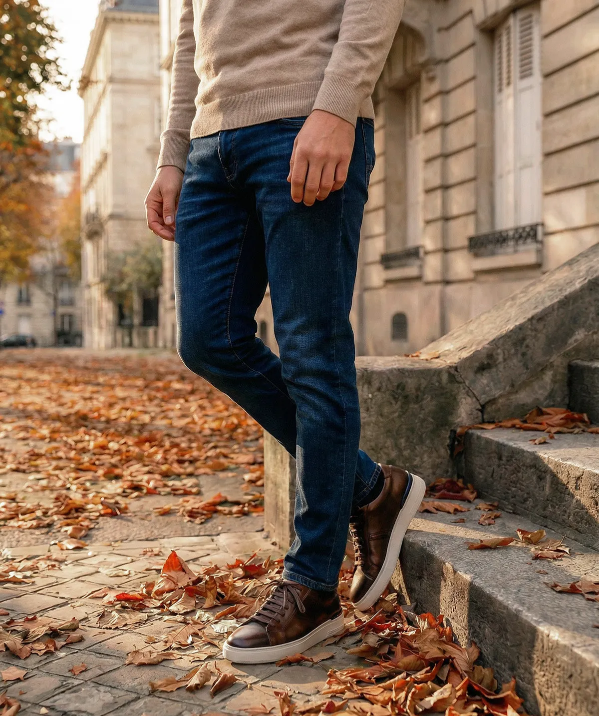 Finsbury Riva lage sneakers bruin patina 7-gaats