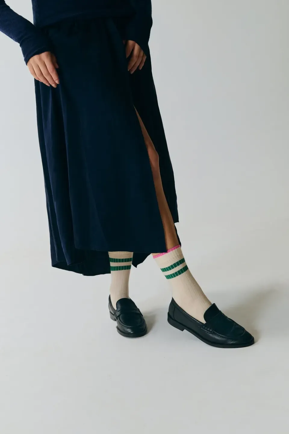 Jutelaune Green Stripe sokken one size gestreept