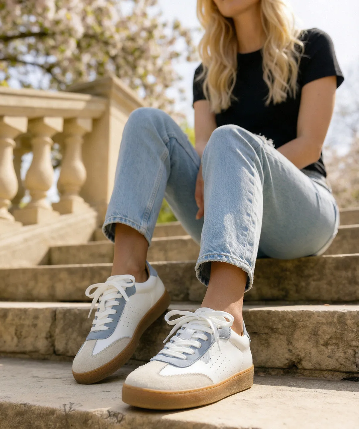Finsbury Jane sneakers blauw-wit leer dames
