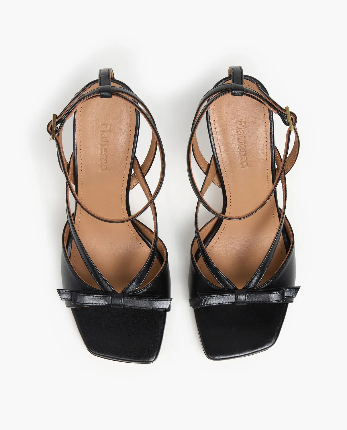 Flattered Margo Leather Black sandalen hak zwart leer 8 cm