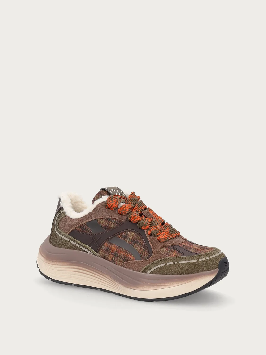 Frau Cross Hybrid sneakers bruin leer-stof