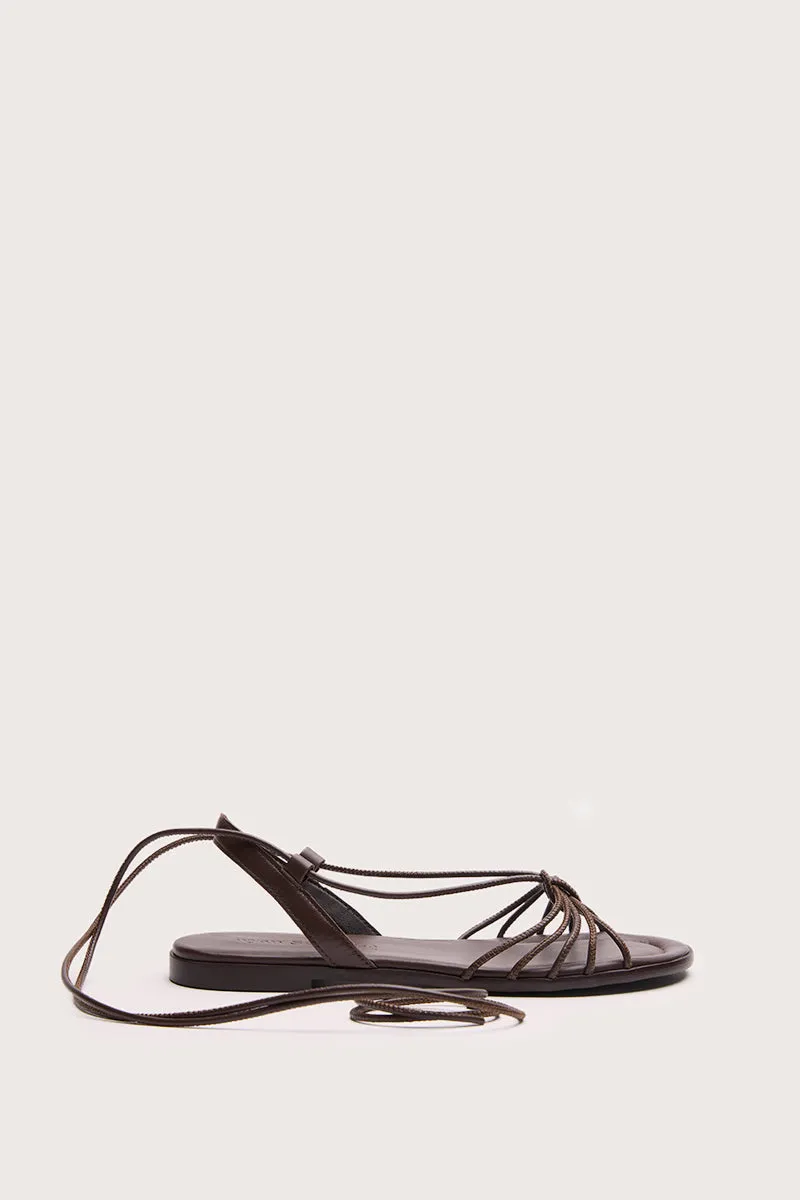 Bryan Stepwise Iris sandalen plat bruin leer