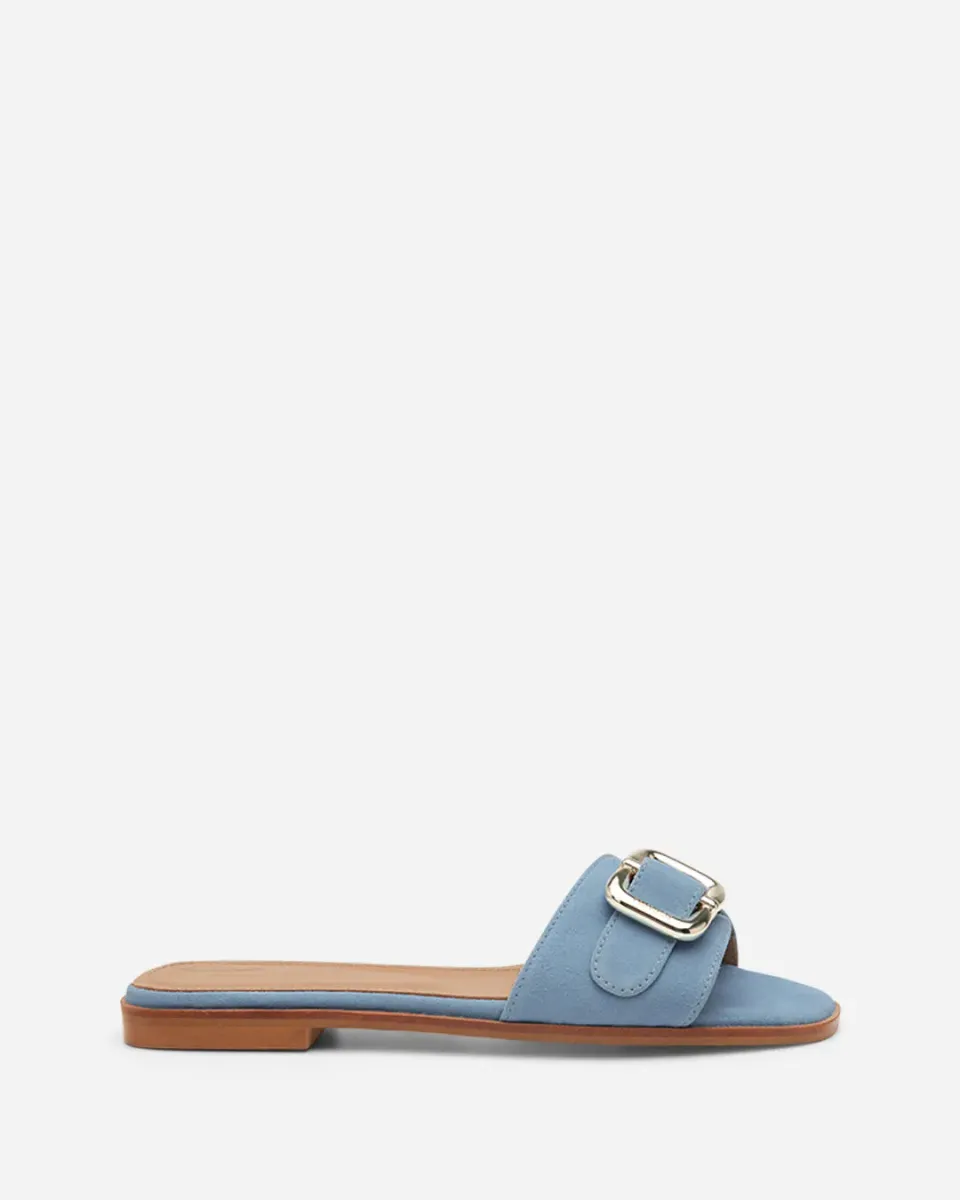 Flattered Mimi sandaal blauw suède platte zool