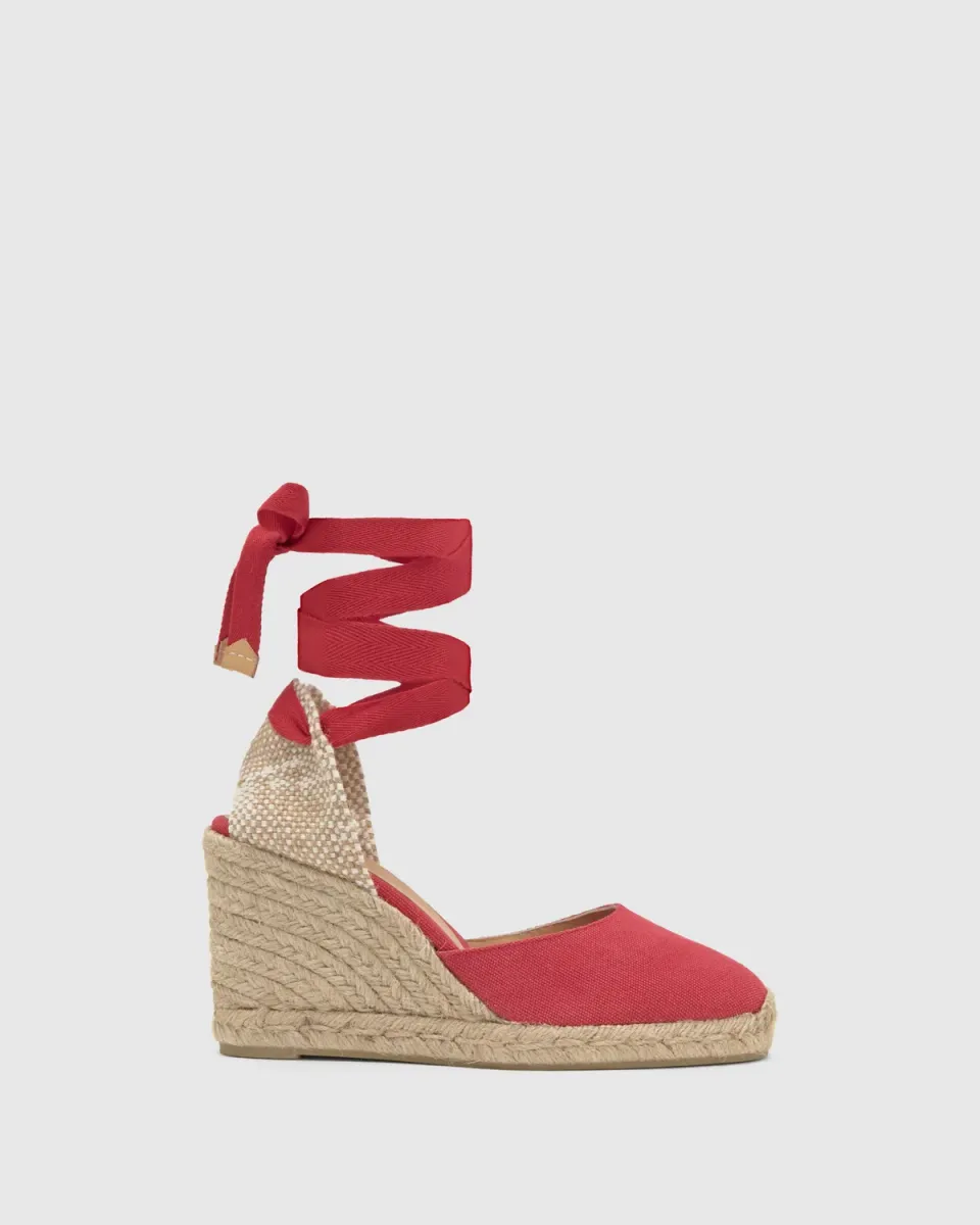 Castaner Carina/8/002 espadrilles karmijnrood jute 9 cm