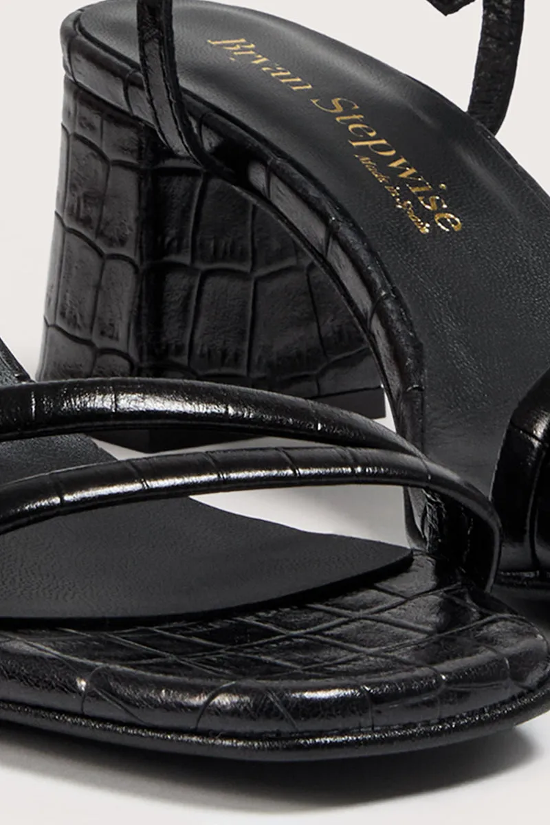 Bryan Stepwise Habana sandalen met hak zwart leer