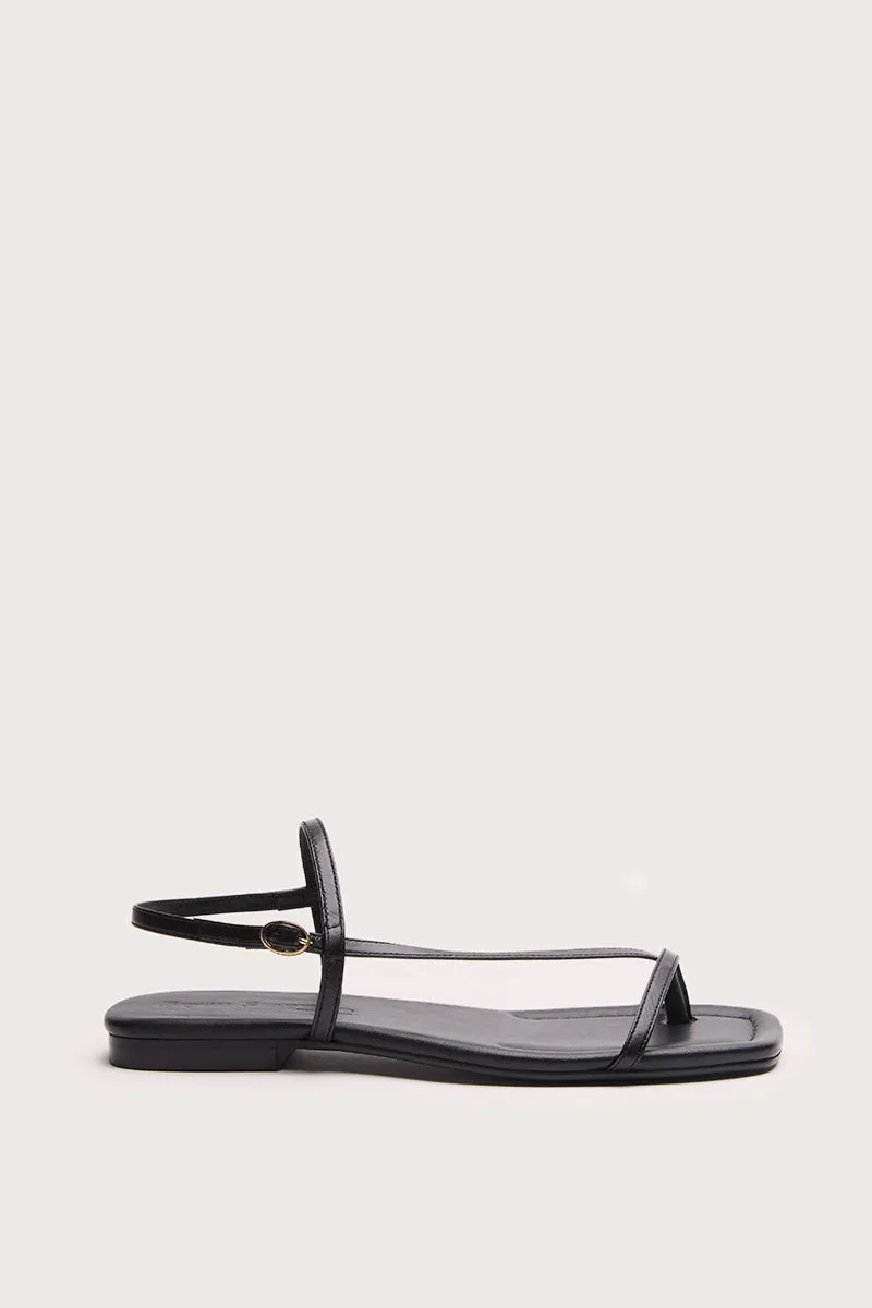 Bryan Stepwise Siena sandalen zwart leer plat