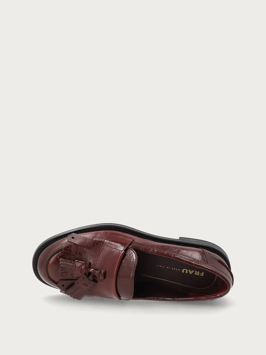 Frau Verona bordeaux leren loafers dames franje