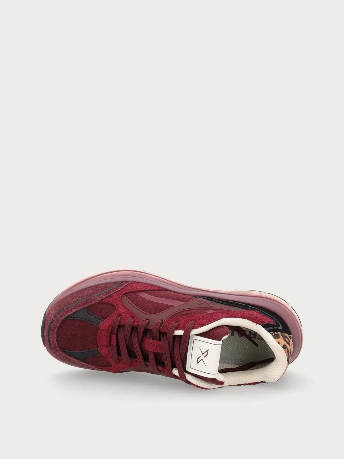 Frau Cross Hybrid bordeaux sneakers leer-textiel dames
