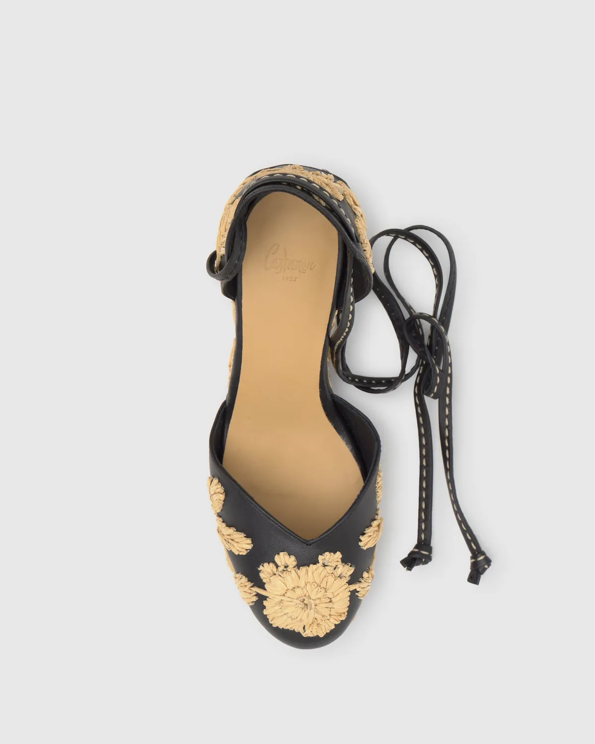 Castaner Carmela 280 espadrilles zwart leer 11 cm