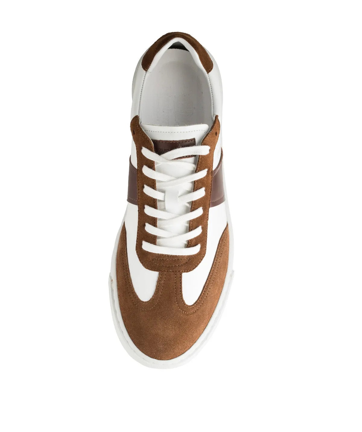 Finsbury Leo sneakers wit bruin leer