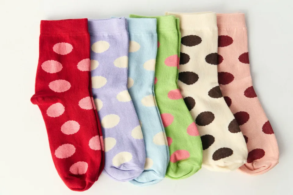 Jutelaune Malve Ivory dots sokken stippen katoen