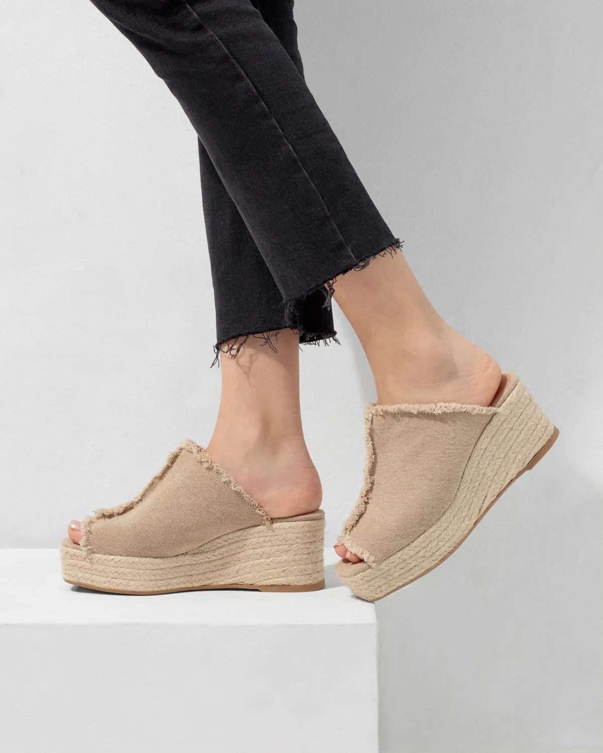 Castaner Queral 002 espadrilles muiltje zand canvas 6 cm
