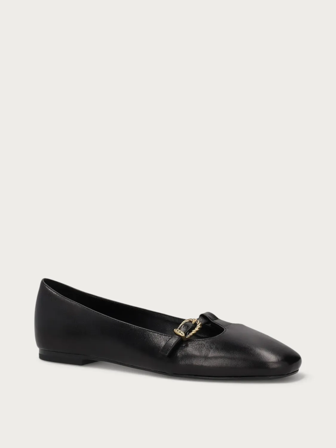 Frau Verona zwarte leren T-bar ballerina's vintage