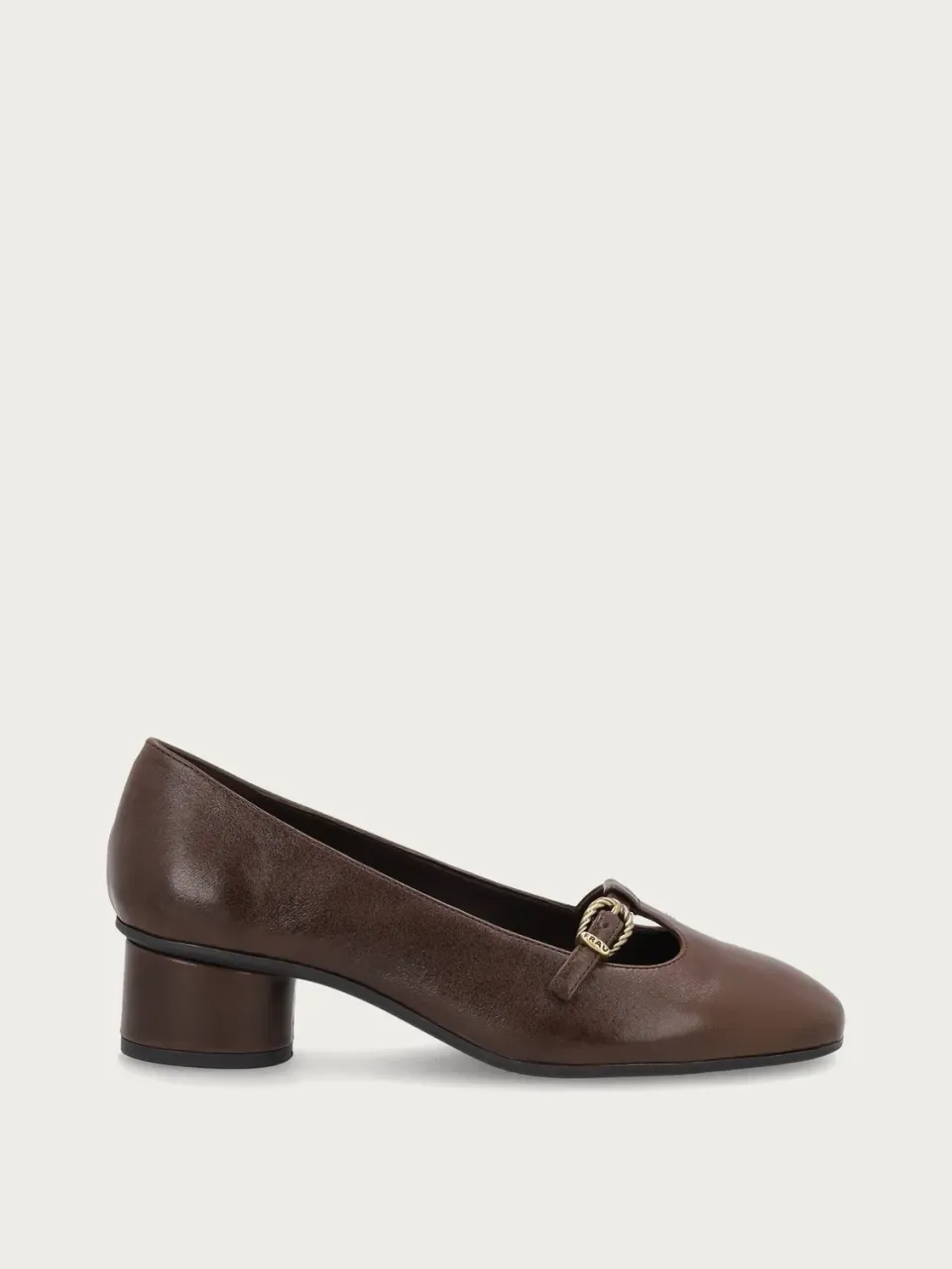 Frau Verona T-bar pumps bruin leer dames ronde hak