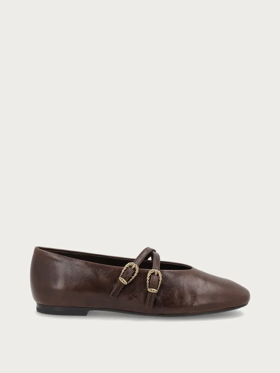 Frau Verona ballerina bruin leer dubbele riem