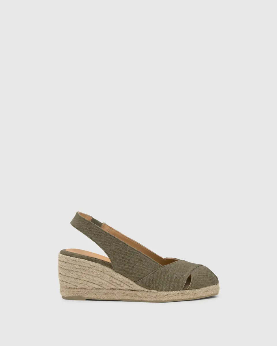Castaner Diana 6/002 espadrilles olijf canvas peep-toe