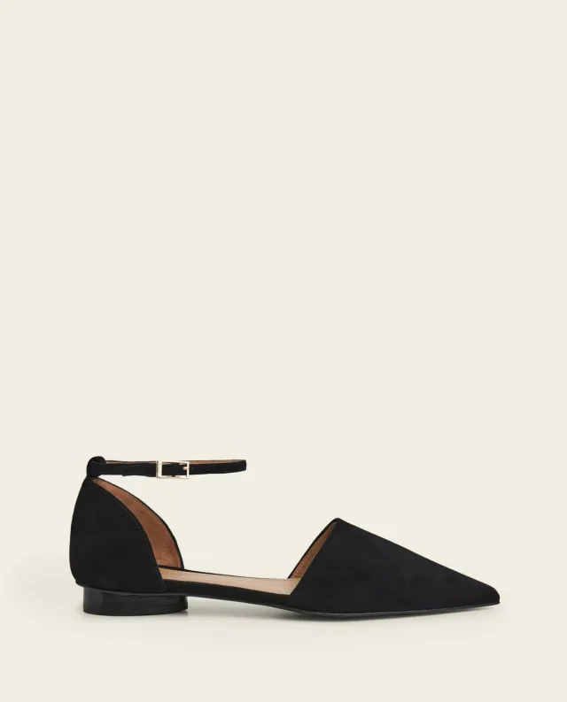 Flattered Frankie ballerina zwart suède puntneus