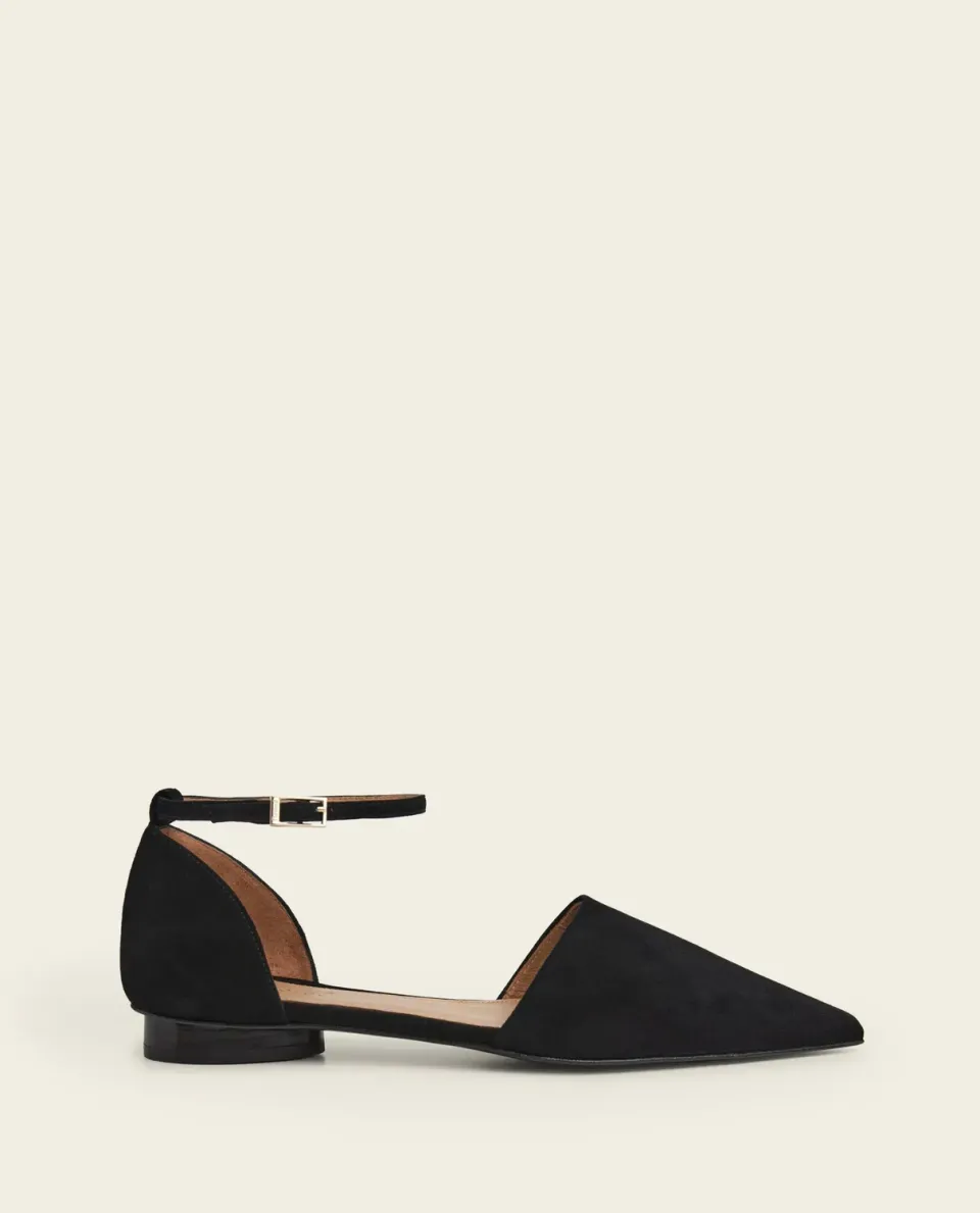 Flattered Frankie ballerina zwart suède puntneus