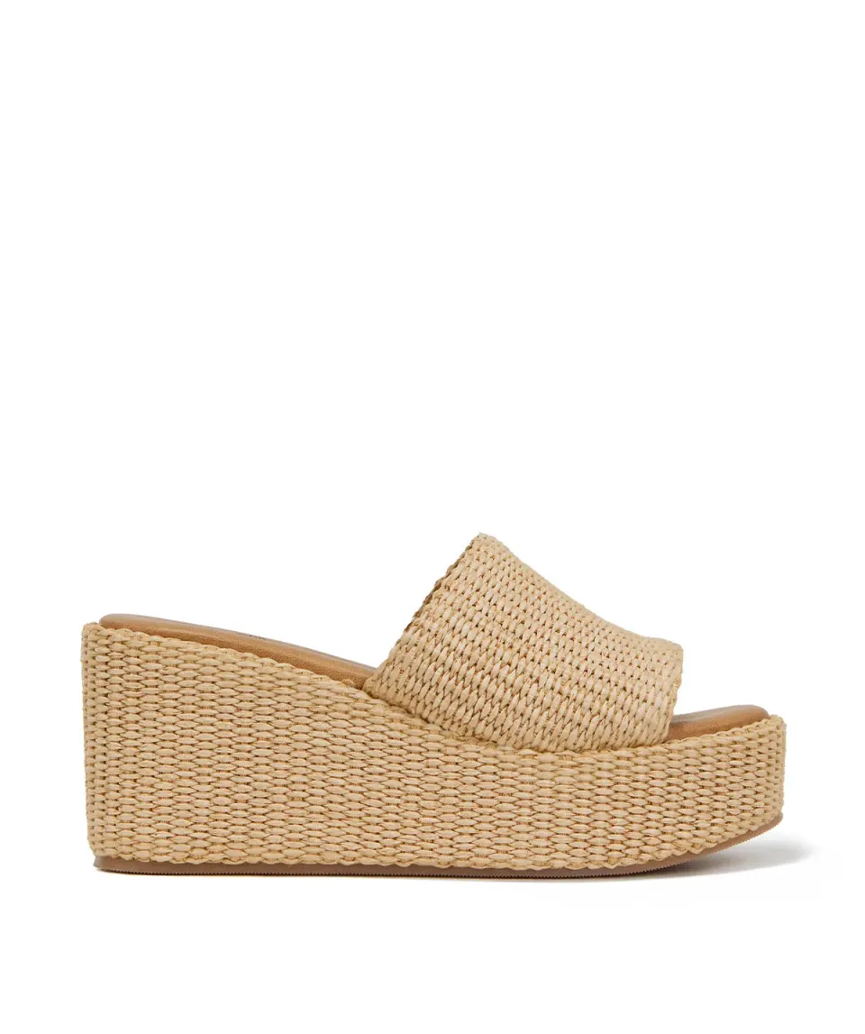 Finsbury Sabrina muiltjes beige raffia instappers