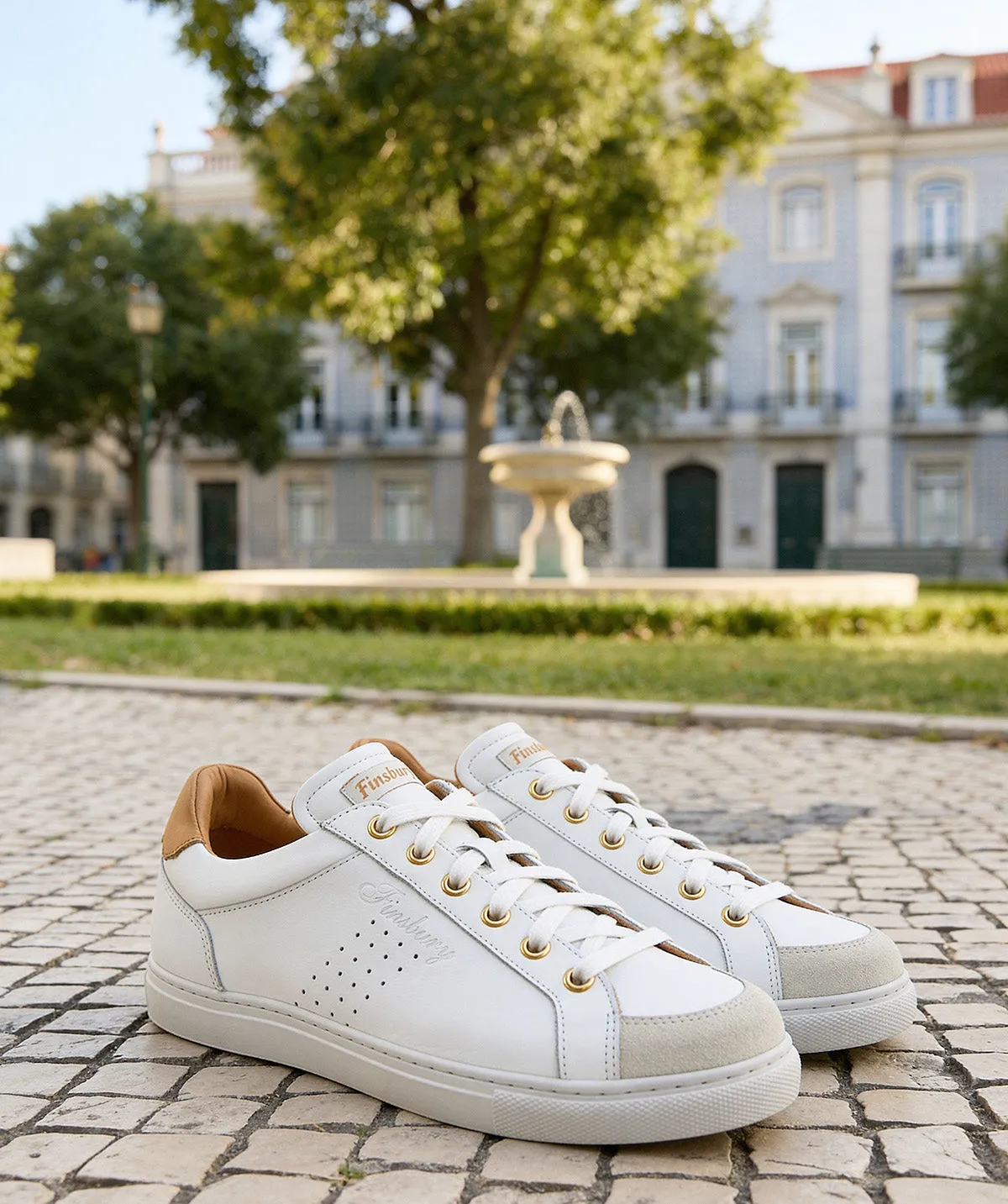 Finsbury Emma sneakers wit leer dames gouden details