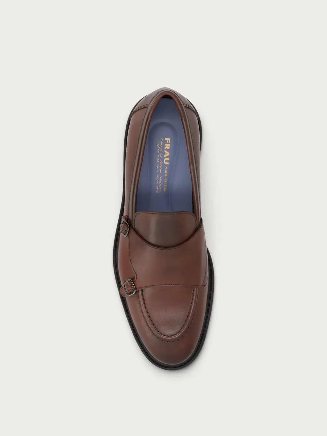 Frau Signature bruine kalfsleren loafers dubbele gesp