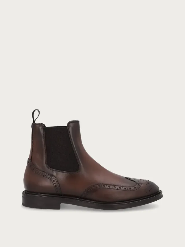 Frau Signature bruine leren boots wing-tip