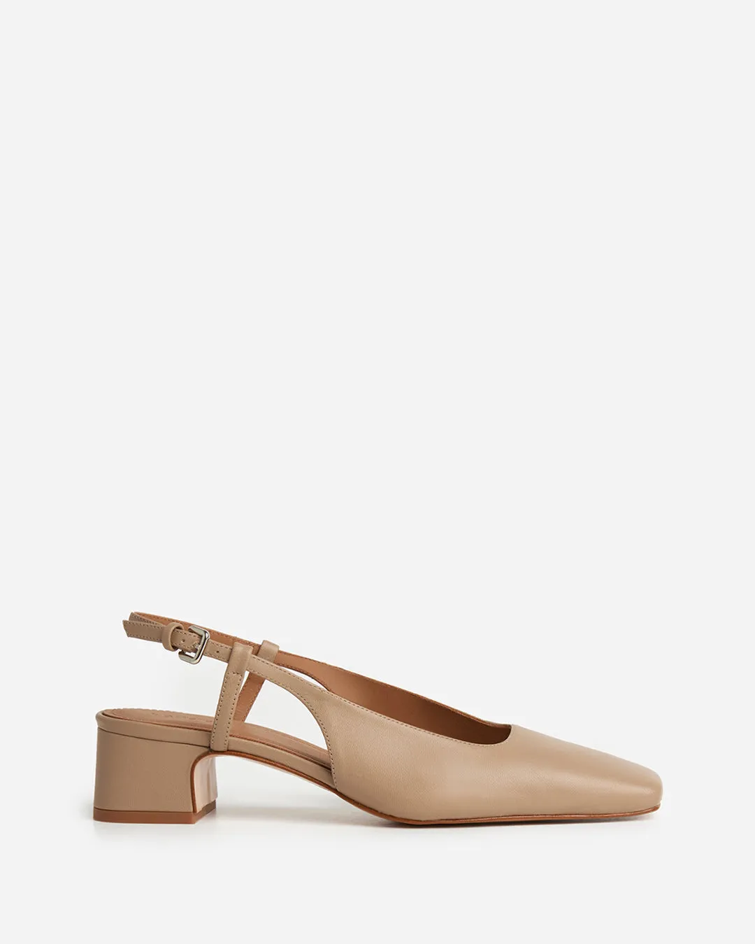 Flattered Elin slingback pumps beige leer blokhak