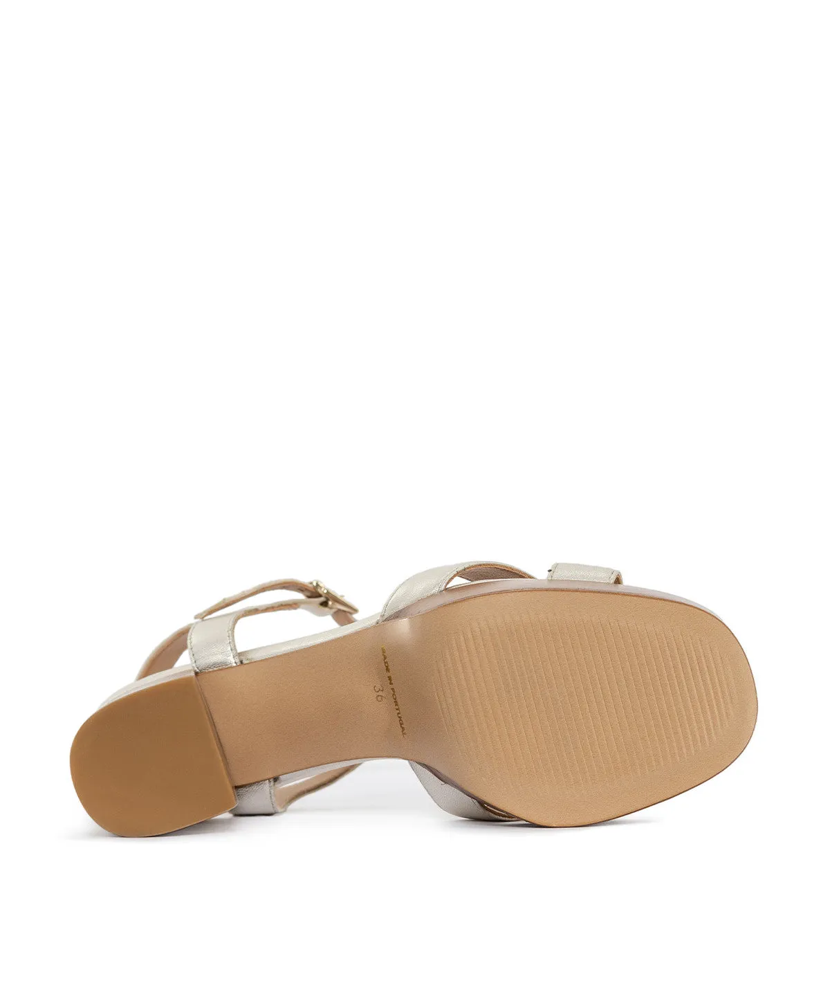 Finsbury Mia Champagne sandalen beige leer blokhak