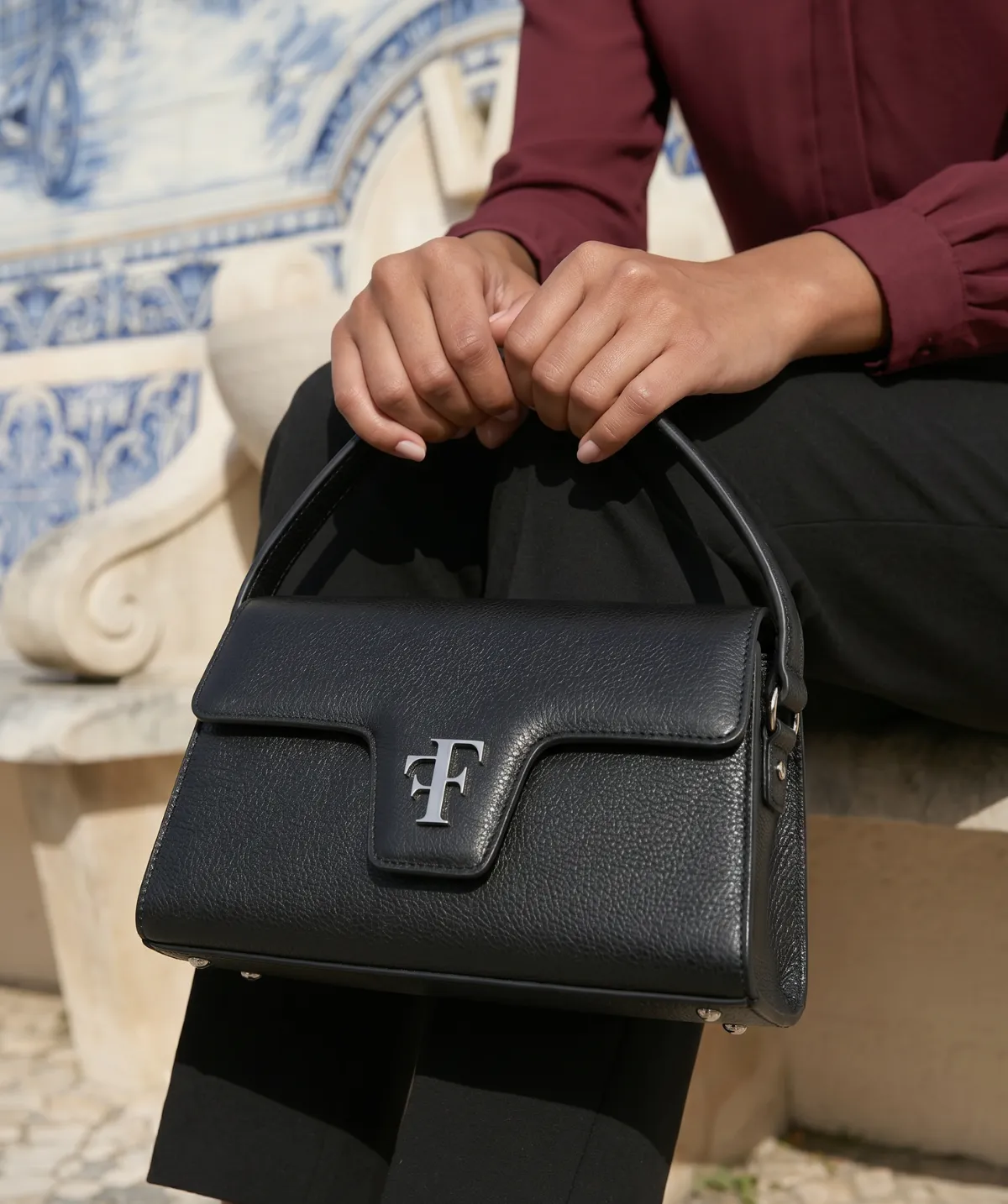 Finsbury FF23 handtas zwart generfd leer