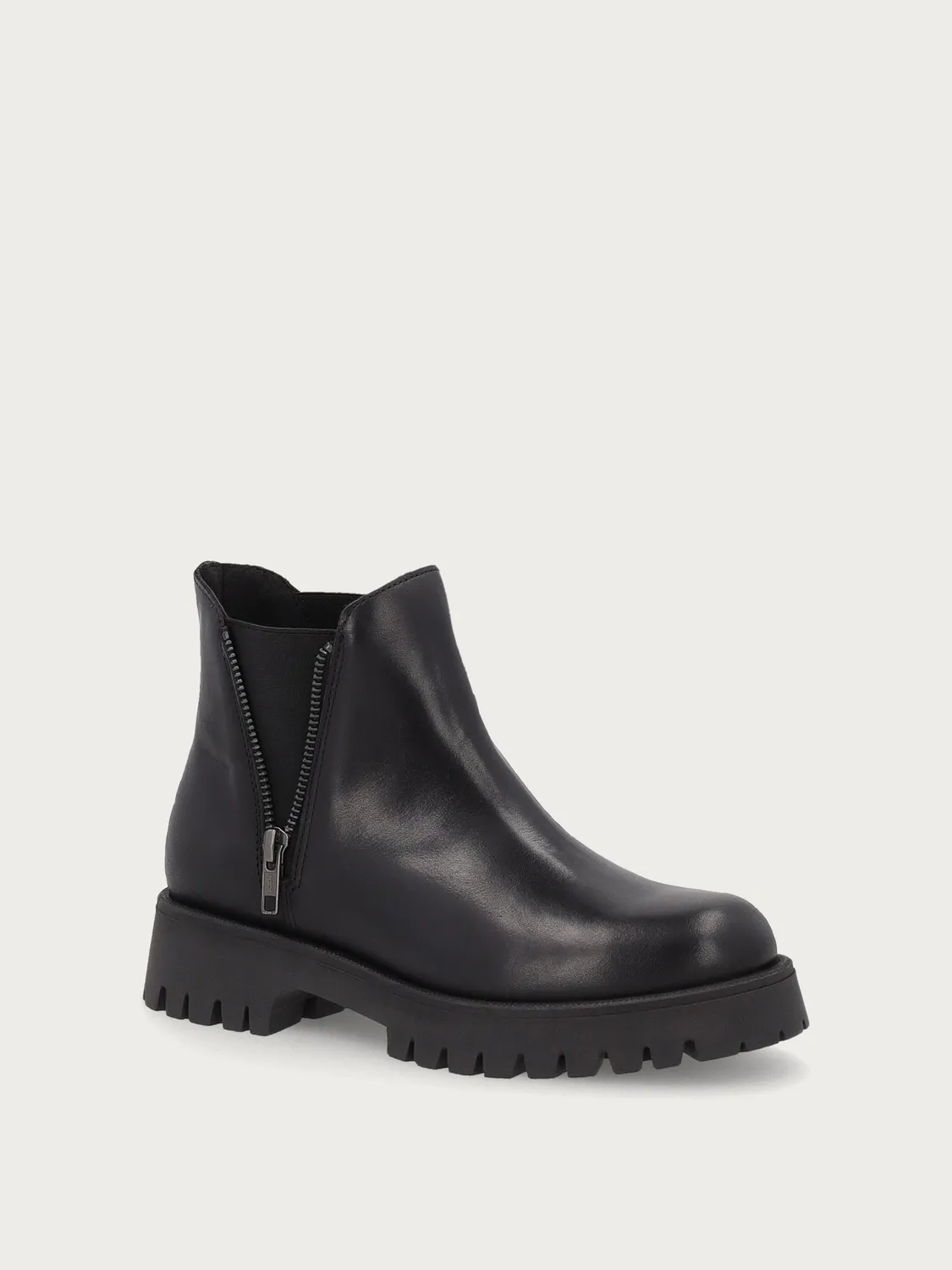 Frau FX zwarte leren beatle boots met profielzool