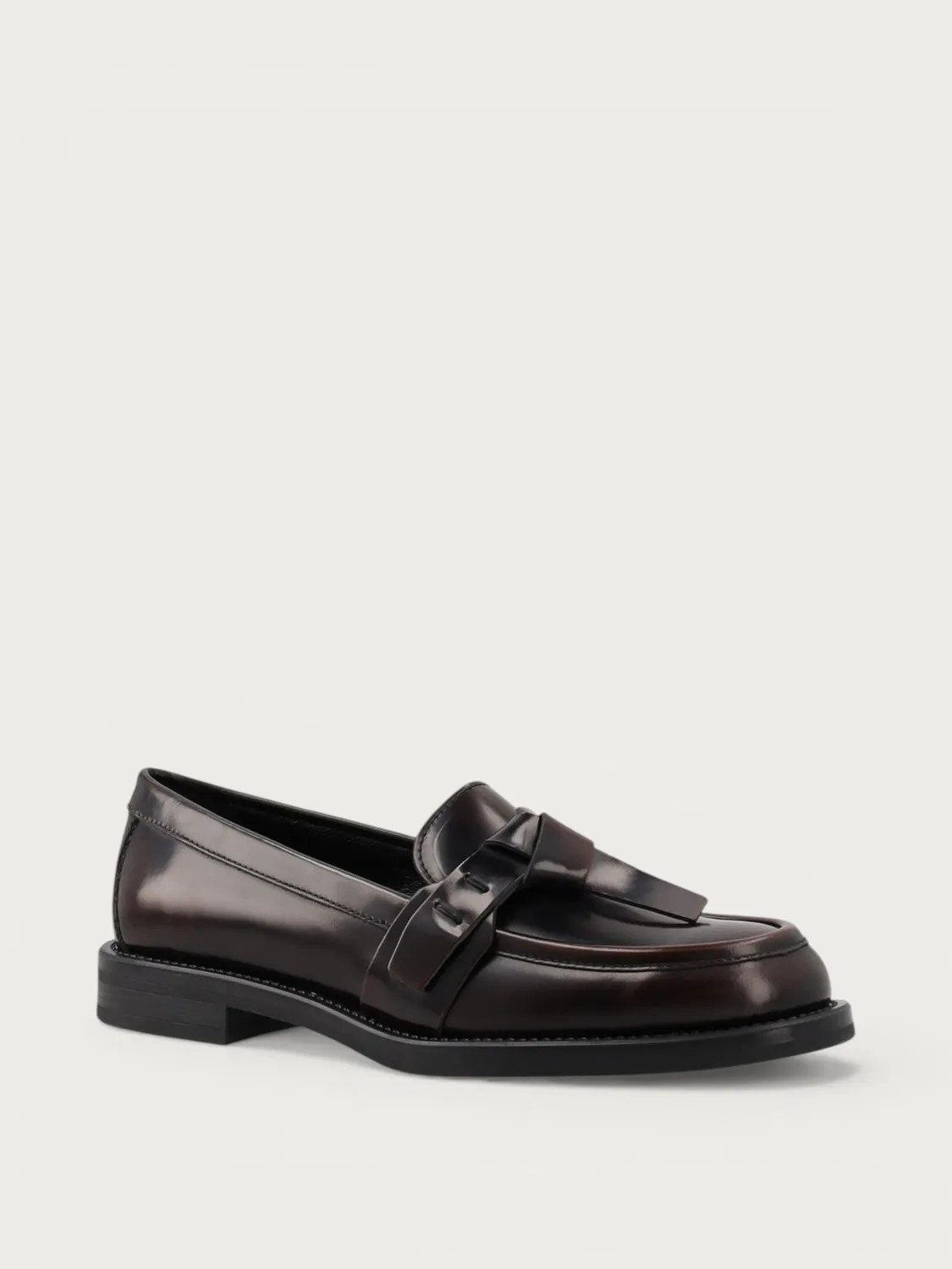 Frau Verona bruine leren loafers strik dames