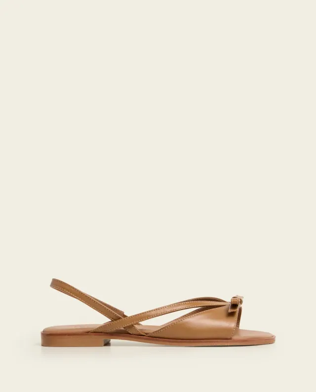 Flattered Max Leather Cognac sandalen cognac leer plat