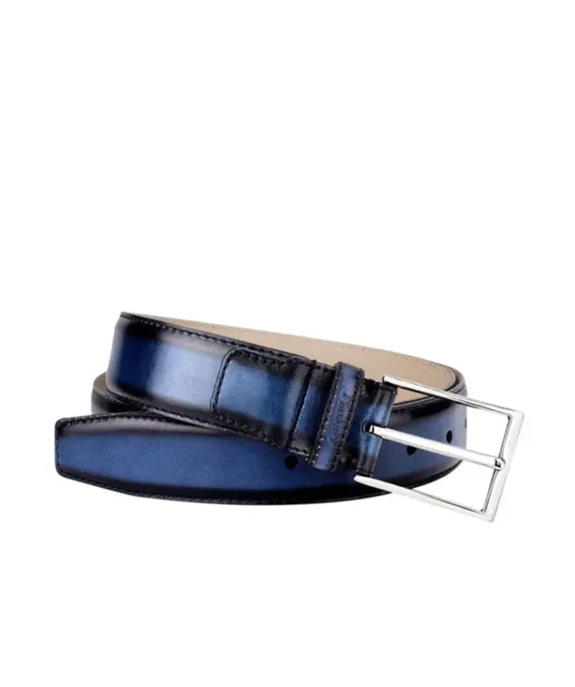 Finsbury Antica riem blauw patiné leer 100 cm