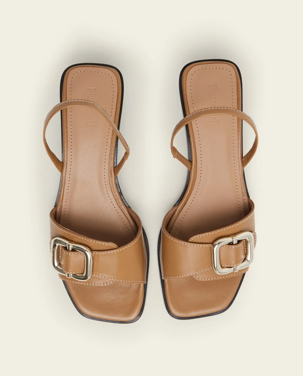 Flattered Jojo sandalen camel leer blokhak