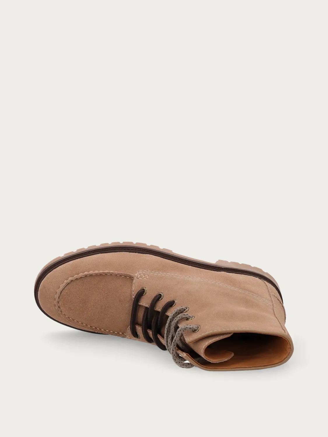 Frau FX veterboots beige suède met chunky zool